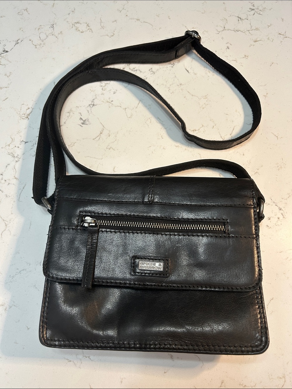 Spikes & Sparrow Black Leather Crossbody Bag -